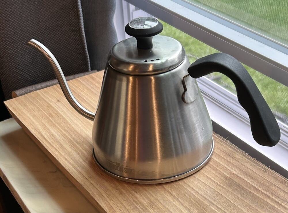 London Sip RiteTemp Gooseneck Kettle with Thermometer, Thin Pour Over coffee